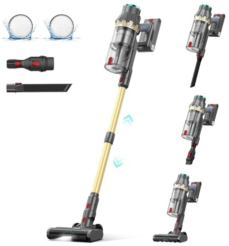 Linkifly Aspiradora sin Cable 50Kpa/550W, XT1 Aspiradora Escoba sin Cable Potente, 70 Min de Autonomía, Pantalla LED Inteligente, Cepillo Anti-Enredos, Adecuada para Suelos/Alfombras/Pelo de Mascotas