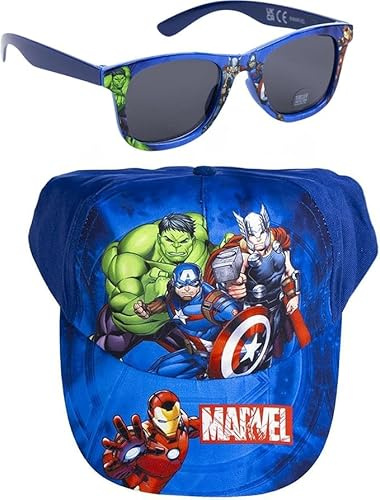 CERDÁ LIFE'S LITTLE MOMENTS | Set berretto e occhiali da sole Avengers per ragazzi e ragazze, occhiali e berretto Avengers stile moderno e resistente, blu, Taglia unica