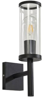 Lucande lámpara de pared exterior en negro, transparente, antorcha