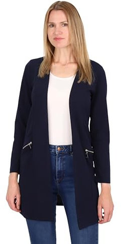 Malito – Blazer casual da donna a maniche lunghe – aperto elegante blazer elasticizzato – morbido & figurumspielend – Business Longblazer 6041, Blu scuro, XL