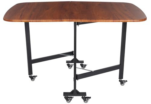 Aohuada Tavolo da pranzo multifunzione pieghevole con 6 ruote dei freni, tavolino da cucina per cucina, giardino, balcone, 120 x 80 x 75 cm, fino a 100 kg