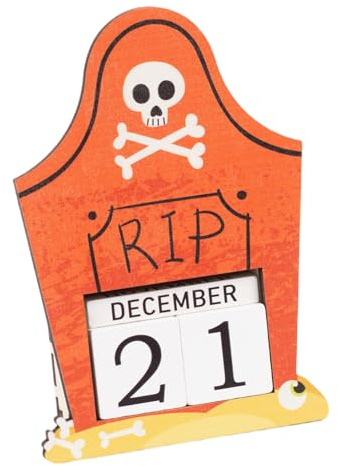 Blocs de compte à rebours d'Halloween - Calendrier en bois Spooky - Exposition festive de Noël - Décoration de suivi de la date saisonnière réglable - Thème d'Halloween charmant - Cube numéroté