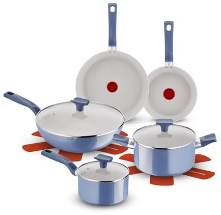 Lagostina Nettuno, Set di Padelle e Pentole Antiaderenti 12 Pezzi in Alluminio Riciclato, Rivestimento Mineralia, Indicatore di Calore Thermo-Signal, Manico Rivettato, Compatibili con Induzione