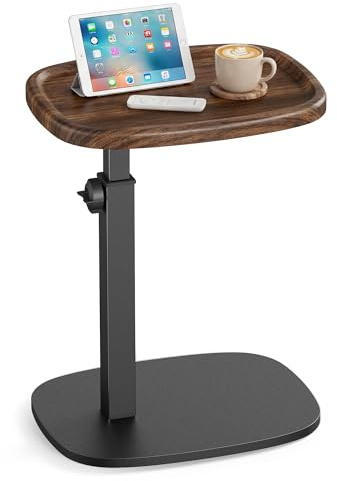 VASAGLE Beistelltisch C-Form, Sofatisch, Couchtisch für kleine Räume, Wohnzimmertisch höhenverstellbar, Wohnzimmer Schlafzimmer, 30 x 40 x 69 cm, walnussfarben-tintenschwarz LET363M101