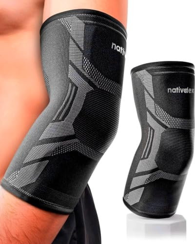 NativoDex Kompressionsbandage för Epikondylit och Tendinit | Armband för Tennisarmbåge och Golfarmbåge | Ledstöd för Dagliga Aktiviteter, Tennis och Padel | Herr och Dam