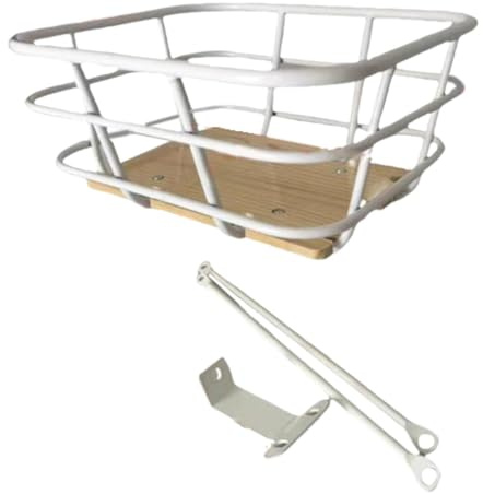 kesurpae Mångsidig vit cykelhållare i metalltråd för cykel fram, lätt och långvarig, för vandring och cykling. Cykelhållarkorgen har måtten 36 cm x 32 cm x 20/14,17 tum, med fäste, 36x32x20