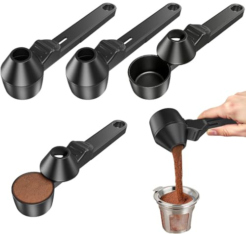 SIXHAOBU 4 Piezas Cucharas de Café con Embudo, Dosificador de Cuchara de Café, Cuchara Sopera Medidora de Café, Medida de Café Como Dosificador, Dosificador de Polvo para Café, Té, Especias
