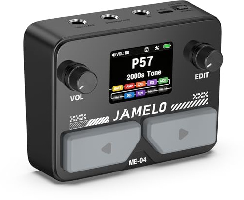 JAMELO Pocket Guitar Multi-Effects Pedal with 125 Effects 10 Modules Black