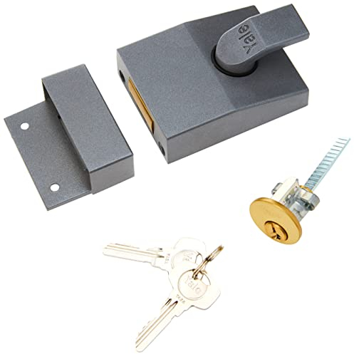 Yale B-82-DMG-PB-60 Standard Nightlatch, Standard Security, Dark Metallic Finish/Polished Brass Cylinder, 60 mm Backset