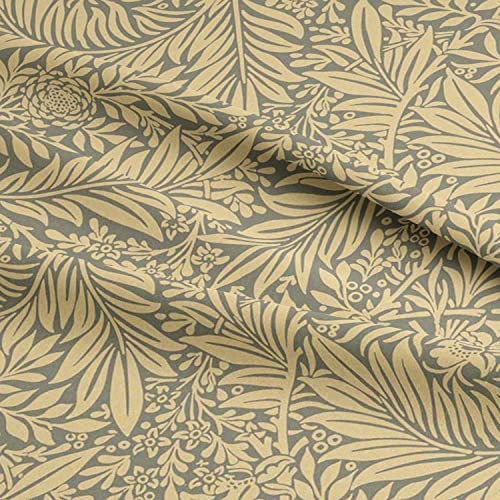 Cotton Fabric - William Morris Larkspur Grey Floral Craft Fabric Material Metre