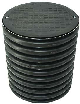 Rohr Wellrohr DN 425 mit Deckel A15-1,5 Tonne | 0,5m bis 1m | Schachtabdeckung KG Steigrohr Kunststoff Kanaldeckel Sickerschacht KG Kontrollschacht Schachtrohr (0,5 Meter)