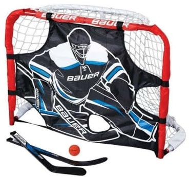 Bauer Pro Mini Knee Hockey Steel Goal Set, Red