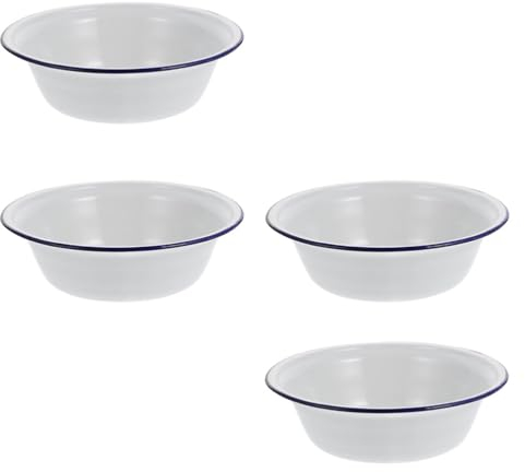 Luxshiny Cuenco Para Mezclar Esmaltado 4 Uds. Esmaltado Vintage Cuenco Redondo Clásico De Metal Para Cereales Cuenco Para Sopa Cuenco Para Servir Ensalada Pequeña Cesta De Frutas Plato De
