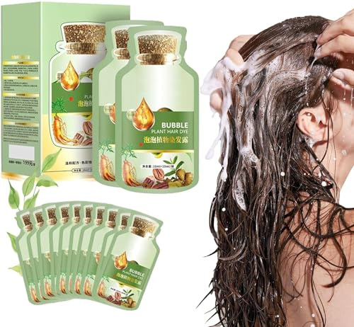 Natural Plant Hair Dye,New Botanical Bubble Hair Dye,Plant Fruit Hair Dye Cream,Pure Plant Extract for Grey Hair Color Bubble Dye,Fruitcolor Hair Dyeing Cream Plant Hair Dye Shampoo (Black)