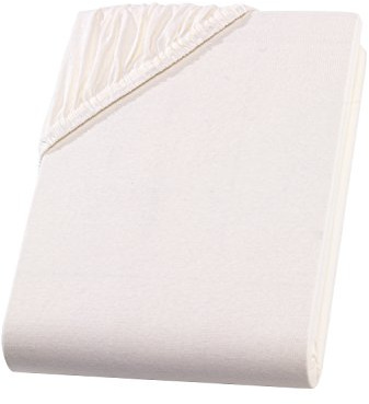 Spannbettlaken Topper 180x200-200x200 cm. Jersey Spannbetttuch 100% Baumwolle – Boxspringbett Topper Spannbettlaken für Matratzentopper bis 10 cm Matratzenhöhe Komfortables Bettlaken Natur