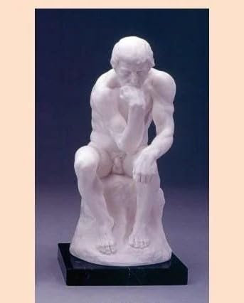 Generico ArteSacraCaravaggio Klassische Skulptur Der Denker von Rodin, 27 cm (10,62 Zoll) aus Alabasterpulver, Marmorsockel, handgefertigt, Made in Italy