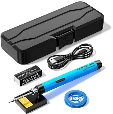 Soldador recargable por USB con temperatura ajustable de 300 ℃ a 450 ℃, incluye pastas de soporte, caja de almacenamiento de cable de carga