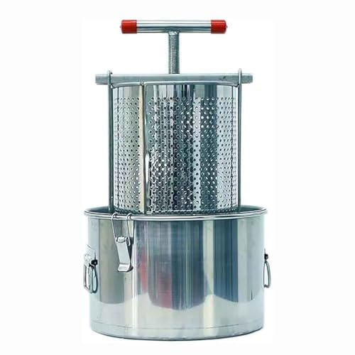 Bienenpresse mit Edelstahleimer, Honigschleuder, Bienenwachs-Extraktor,Imkereimaschine, manuelle Honigpresse für den Haushalt, Imkereiwerkzeug zur Herstellung von Wein,Honig und Saft,Machine
