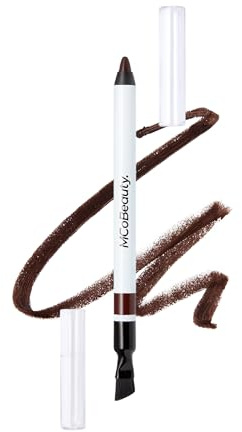 MCoBeauty Dual Ended Pro Eyeliner Pencil & Smudge Brush - Rich Brown | Creamy Eyeliner Pencil with Angled Smudge Brush, Blendable Crayon, Vegan & Cruelty Free