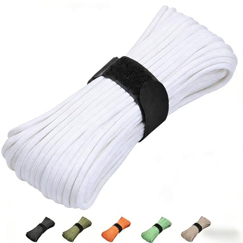 KOKKOYA 31m 550 Paracord Gazebos Guy Ropes for Garden Parasol 4mm Cord | 550 lb nylon paracord with 7-strand core; flexible and durable cord for camping, hiking, DIY projects,white