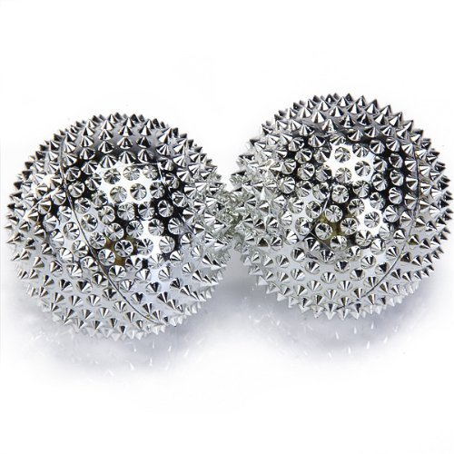 CHI-ENTERPRISE - zwei magnetische Massagebälle - mittel | Faszienbälle zur selbsttherapeutischen Akupressur Behandlung | Inhalt: 2 Igelbälle in silber, je 47 mm Durchmesser & 228 Akupressurnadeln