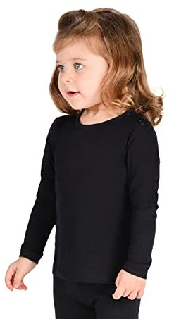 Lilax Baby Girls' Basic Long Sleeve Round Neck T-Shirt 18-24 Months Black