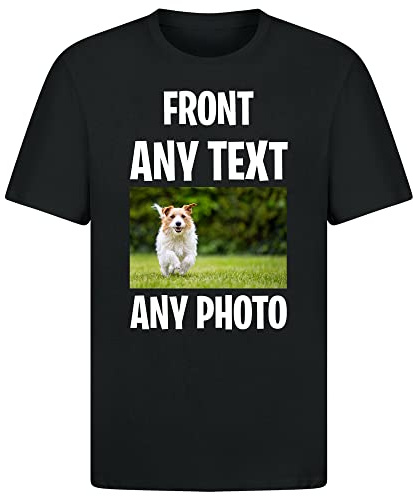 Gift Hub Personalised T-Shirt | Customisable with Any Text Any Photo or Logo | Unisex Design | Ideal for Men, Women, & Kids | For Birthday, Christmas, Workwear | 100% Cotton Black Medium (M)