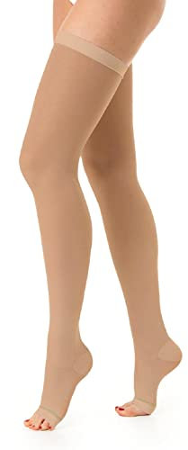 Relaxsan Antitrombo M1370A (1 Paio - Beige, XL) calze autoreggenti punta aperta per degenza antiembolismo K2 compressione graduata 25-32 mmHg