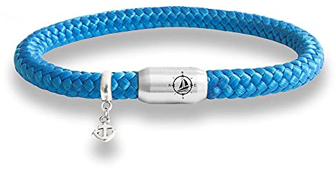 Paris Montana segelrep armband med ankare hänge och yacht klubb kompass gravyr. Handgjord och av hög kvalitet med flätad design och magnetisk stängning. Armbandet har en diameter på 8 mm, Zentimeter,