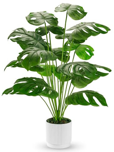Der Rose Fake Plants Artificial Plants Tall 71cm Adjustable Faux Monstera Plants Indoor Outdoor for Home Bedroom Living Room Bathroom Decor