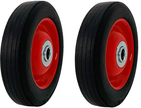 Set de 2 Ruedas para carretilla, carro Cortacésped neumáticos de goma maciza, 6-1.3, Eje de 15 mm, hasta 150 kg, tamaño 150-30mm.