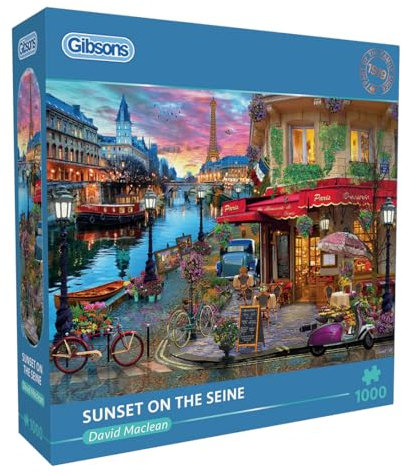 Gibsons Sunset on the Seine 1000 Piece Puzzle - Premium Age 12+ 100% Recycled Board - Sustainable Jigsaw Puzzle for Adults - Great Gift