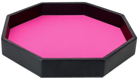 Gesserit Plateau à dés avec support en feutre, plateau à dés octogon doublé en feutre rose pour jeux de donjon crawler