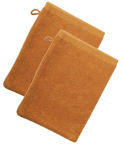 Living Crafts - Orlando | Waschhandschuh, 2er-Pack Handtücher 100% Baumwolle, 30 x 50 cm – saugfähig, schnell trocknend, kompakte, leichte Qualität – für Haushalt, Kosmetiksalon, Spa (Amber)