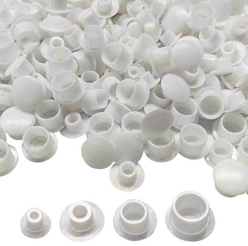 400 STK Abdeckkappen für BohrlöCher 4 Größen Schraubenabdeckung Weiss Schrauben Bohrloch Abdeckkappen Weiß Schraubenkappen Selbstklebend Lochkappen Abdeckstopfen für Schraubenlöcher(5mm/6mm/8mm/10mm)