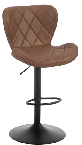 WOLTU Barhocker, Barstuhl höhenverstellbar, Drehhocker 360°, Hocker mit Rückenlehne Fußstütze, Bistrostuhl ergonomisch, Kunstleder Metallgestell, für Bar Bistro Kücheninsel, Braun, BH418br-1