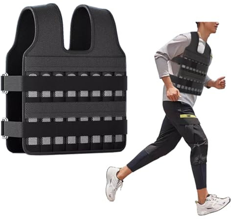 LANGWEI 10kg,Gilet Zavorrato, Gilet con Peso Corporeo Regolabile da 11 Libbre/18 Libbre/22 Libbre/33 Libbre/44 Libbre con Piastra in Acciaio per Allenamento, Allenamento della Forza, Perdita di Peso