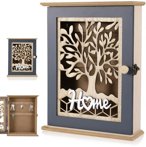 ZONJIE Cassetta portachiavi in legno, con 6 ganci per chiavi, in legno, per ingresso, corridoio, ufficio