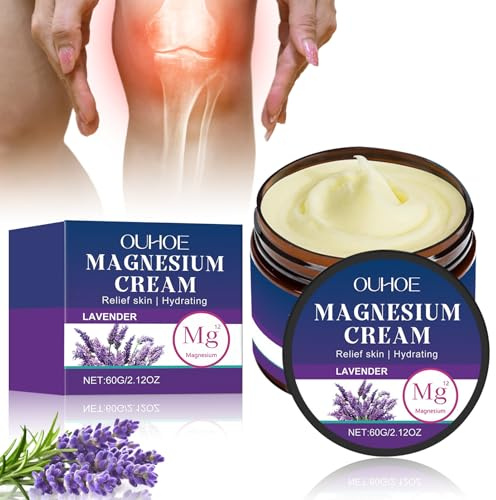 Crema de magnesio, crema para dormir de magnesio, alivia el dolor articular y muscular, mejora el sueño, calma la piel, rellena magnesio, contiene lavanda, alantoína, aceite de coco, manteca de karité