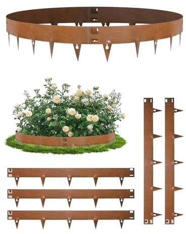 Bellanny Bordura per Aiuola, 107,5×20 cm Bordatura per Giardino Flessibile, Bordo Aiuole in Acciaio Corten | 5Pcs Bordure per Prato, Bordi Paesaggistici in Metallo, Garden Edging, Lawn Edge -Totale 5M