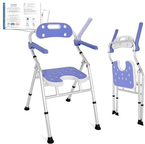 OUUTMEE Foldable Shower Chair, Bath Shower Stool with Adjustable Height