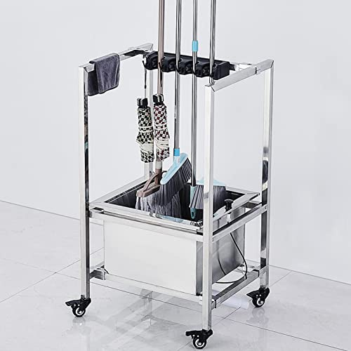 Fregadero de acero inoxidable con soporte y ruedas, cubo de fregona comercial para cocina, restaurante, lavandería, garaje, fregadero de servicio resistente