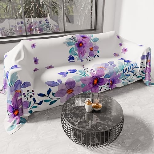 PETTI ARTIGIANI ITALIANI – Cubresofá Multiuso de Microfibra 130x270 cm, Diseño Floreale 03| Funda para Sofá Antimanchas, Colcha y Cubremesa | Protector Lavable para Sofás y Muebles