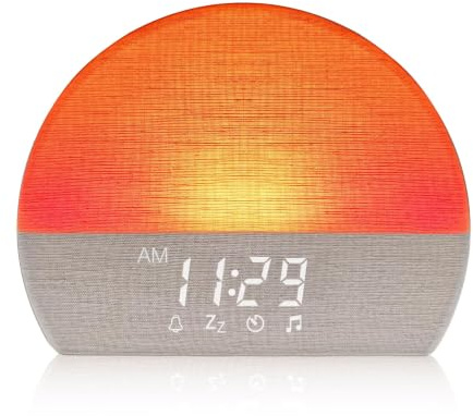 Sunrise Alarm Clock, White Noise Wake Up Light, Daylight Alarm Clocks | Sunrise Lamp with 30 Sounds, 11 Colours, Snooze, Natural Light for Heavy Sleepers, Kids, Adults, Bedside Sleep Aid