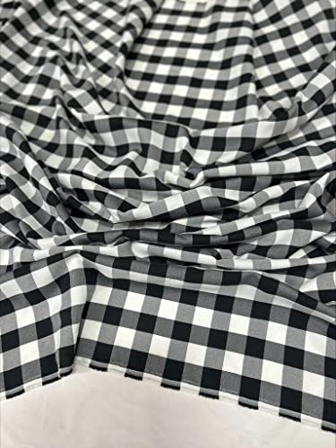 Black and White Gingham Fabric - 5 Yards of 60 Wide | 100% Black and White Fabric Perfect for Parties, Picnics, Curtains and Decor | Buffalo Check Tablecloth for Indoor and Outdoor Purposes