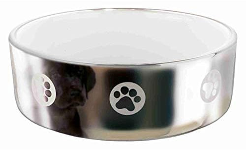 Trixie 25085 Keramiknapf mit Motiv, 1,5 l/ø 19 cm, silber/weiß