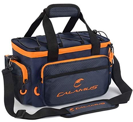Calamus Fishing Tackle Bags - Fishing Bags for Saltwater or Freshwater Fishing - Rip-Stop PE - Padded Shoulder Strap - Pliers Storage -Orange