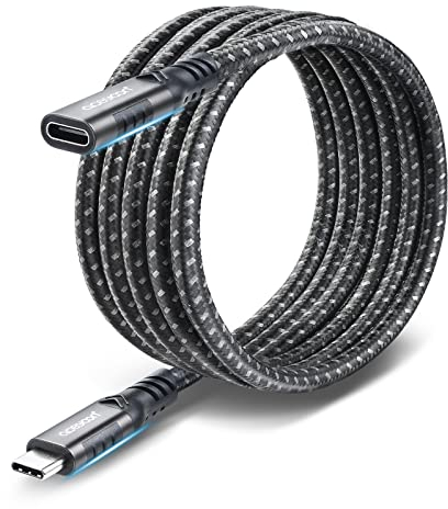 aceyoon 240W USB C Extension Cable 2m (3.2/20Gbps) QC 3.0 Fast Charge 4K 60Hz USB C Male to Female Extension Cable Compatible with MacBook, for iPad Pro, Galaxy S24/S23