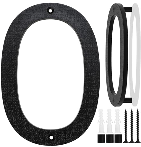Black House Number, 20cm Large, Floating House Number Plaque, Street Door Number made from ABS Plastic with 3D Effect for Office Doors, Mailboxes, Garages - Digit(0)