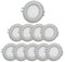 Sweet Led Einbaustrahler 230V IP44 – 10er Set flache Deckenspots 6,5W 530lm warmweiß 3000K Ø68mm Einbau – Chrom gebürstet für Bad, Küche, Feuchträume